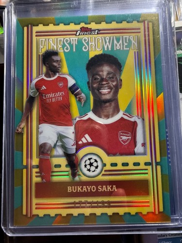 BUKAYO SAKA 2025-26 TOPPS FINEST UCL SHOWMEN AQUA REFRACTOR 177/199 #FS-8