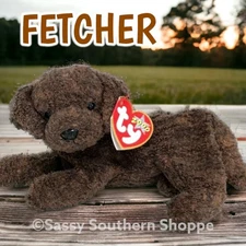 🤎 FETCHER 🤎 2000 Ty Beanie Babies Brown Chocolate LABRADOR Dog *MWMT*