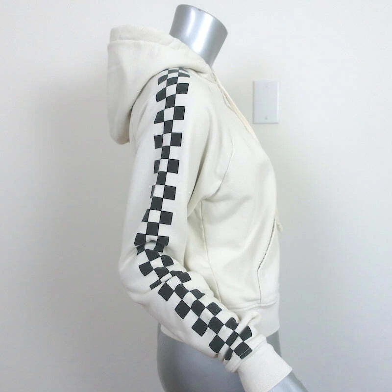 Однотонный и полосатый x RE/DONE Малибу молнии толстовка с капюшоном грязно белый размер маленький - Изображение 4 из 4