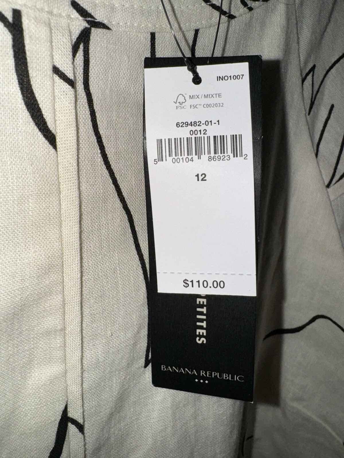 PALM ANGELS MINI ABITO Banana Republic MISTO LINO stone washed stampa tropicale 12 sbuffi Nuovo con etichette