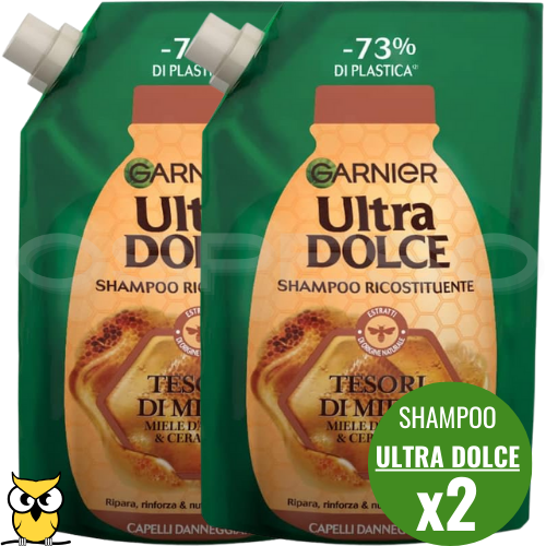 ULTRA DOLCE SHAMPOO GARNIER TESORI DI MIELE CAPELLI DANNEGGIATI 2X500ML