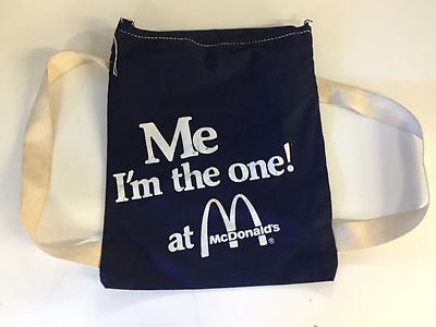 Vintage McDonald's Blue Back Bag Carry Me! I'm The One Fast Food Restaurant Fun 