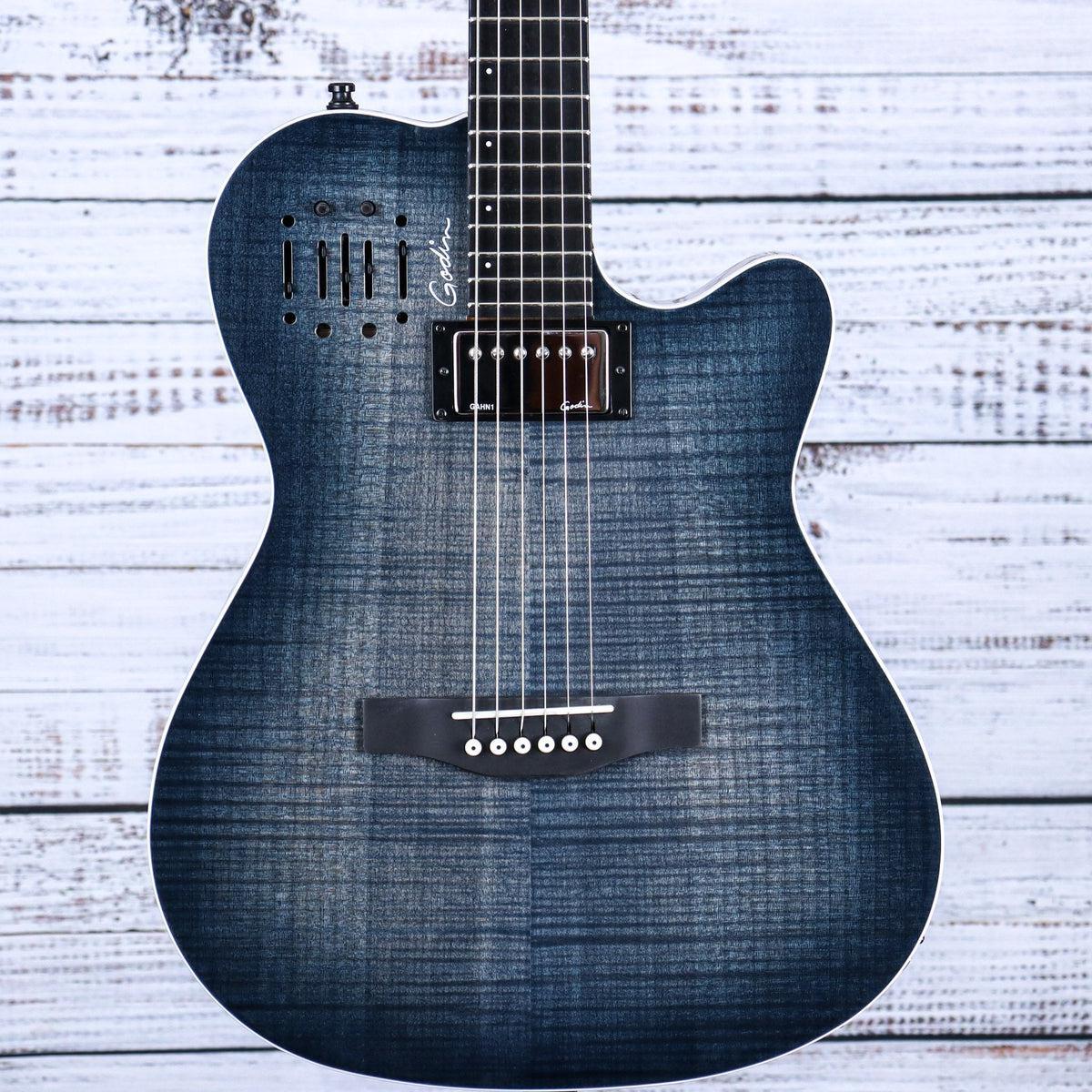 Godin A6 Ultra Acoustic Electric Hybrid Guitar | Denim Blue Flame 