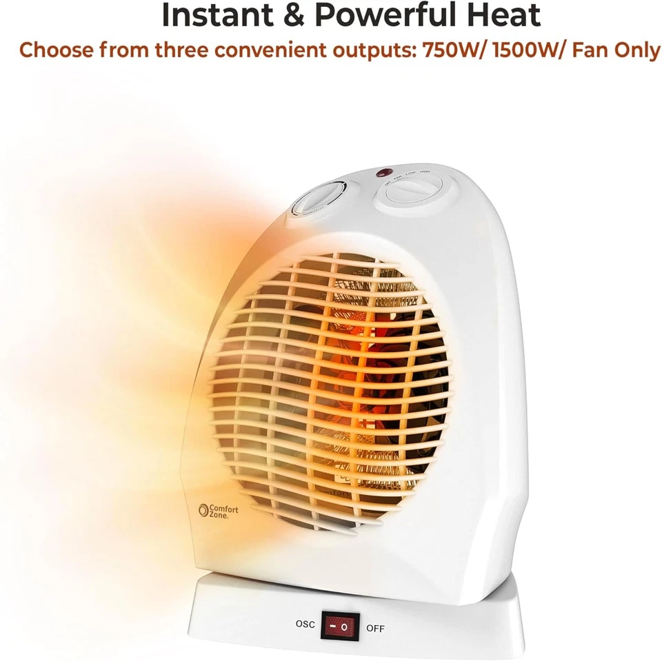 Aquecedor portátil Comfort Zone desktop oscilante ventilador forçado 1500W - Imagem 2 de 4