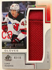 2024-25 SP Game Used Hockey #SP-LH Luke Hughes Supreme Gloves /15 NJ Devils