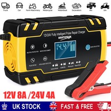Car Battery Charger 12V 8A 24V 6A Charger Automatic Smart Pulse Repair AGM/GEL