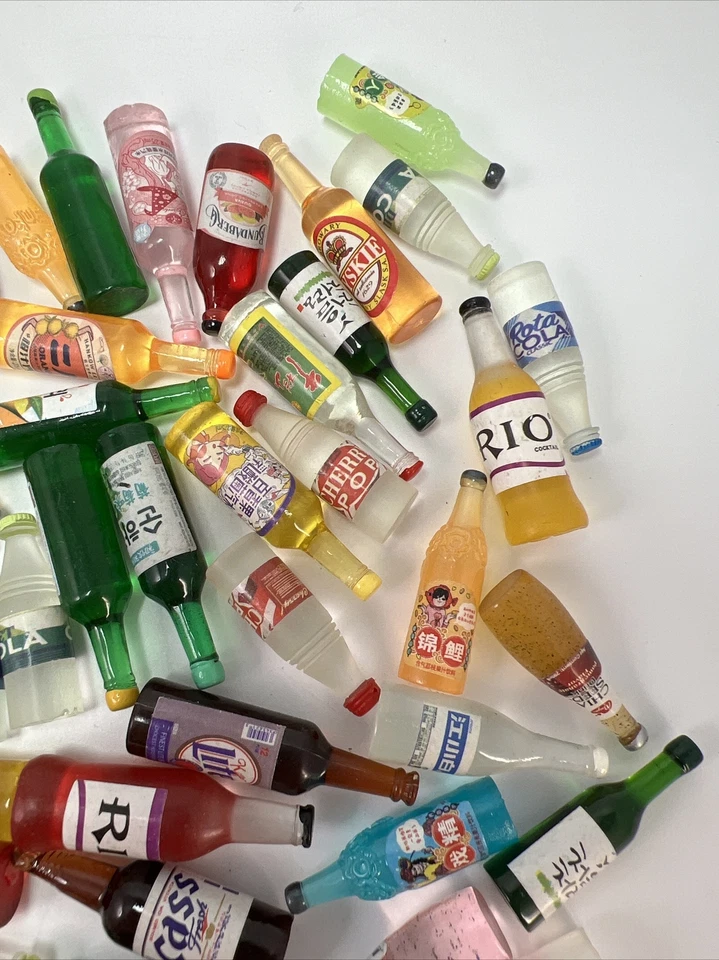 LOT 40 Mini Bottles1.5” 1/6 Scale Figures Dolls Scene Prop Water Liquor Beer D Foto 3 de 4