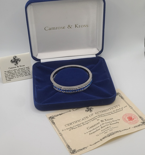 Camrose Kross Bracelet Blue Bangle JBK Jacqueline Kennedy Signed 6.5