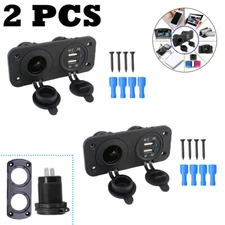 12V QC3.0 Dual USB Charger Car Cigarette Lighter Socket Plug Panel For Car Truck