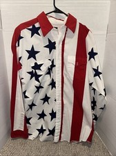 Vintage Western Button Up Long Sleeve Dress Shirts Roper Panhandle Sz L  