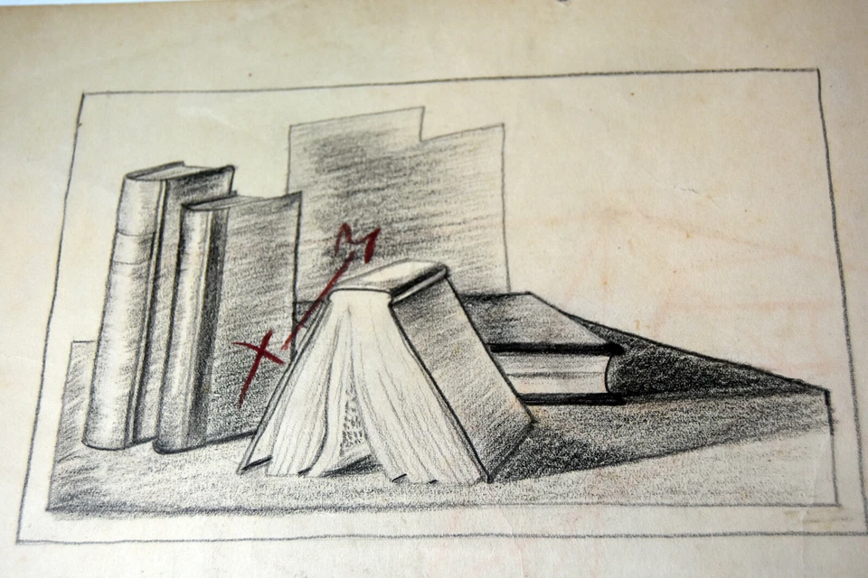 14" Antiguo Dibujo a Lápiz Años 20 Dibujo Sra. Lester Bennett Libros Antiguos Estudio Foto 3 de 4