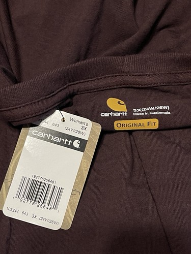 Carhartt T Shirt Women’s 3X 24W Original Fit Maroon Pocket 103244-331 NWT T24 - Picture 5 of 8