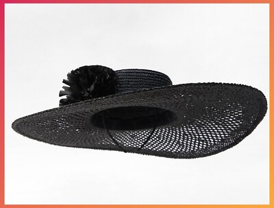 Zara Floral Raffia Picture Hat Black Zara Floral Raffia Picture Hat Black Size M Plant  main image 4