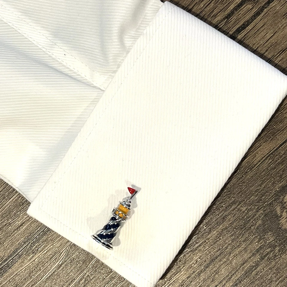 男士灯塔袖扣生日婚礼礼物带盒 — 第 3/4 张图片