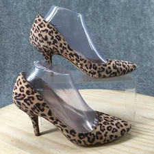 Sole Society Heels Womens 8 M Giovanna Pointy Toe Leopard Pumps BeigeSlip On