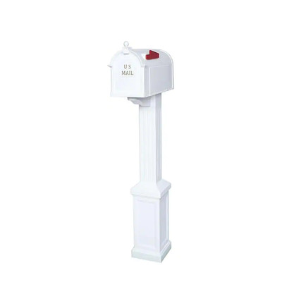 Mailbox with Post Large Secure White Classic Newport Craftsman Style Rust Free