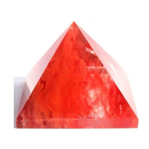 Natural Red Smelting Stone Quartz Crystal Pyramid Healing Orgonite Energy Tower - Picture 1 of 22