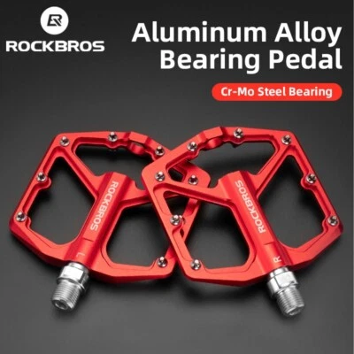 RockBros MTB Pedals 9/16" Lightweight Aluminum Alloy Sealed Bearing Flat Pedals