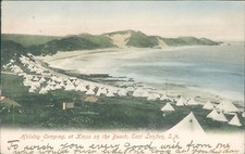 East london holiday  camping at xmas on the beach 1904