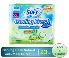 New SOFY Cooling Fresh Cucumber Extract Sanitary Pads Super Slim 23cm (6x7pcs)