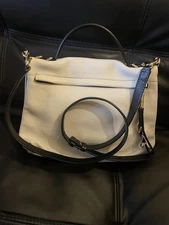 MARC JACOBS The Two Fold Pebbled Leather Ivory Bag Crossbody Shoulder Purse $495