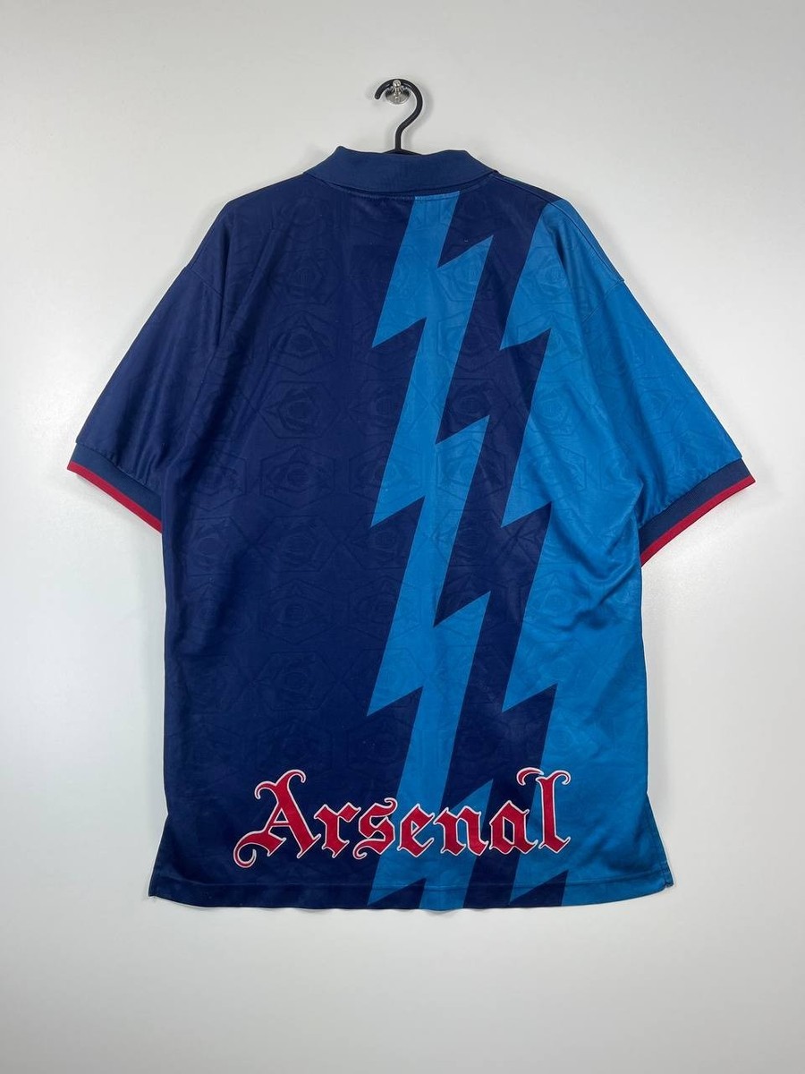 Arsenal 1995 1996 Away Shirt Nike JVC Blue Lightning Bolt Jersey