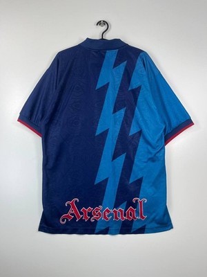 Arsenal 1995 1996 Away Shirt Nike JVC Blue Lightning Bolt Jersey