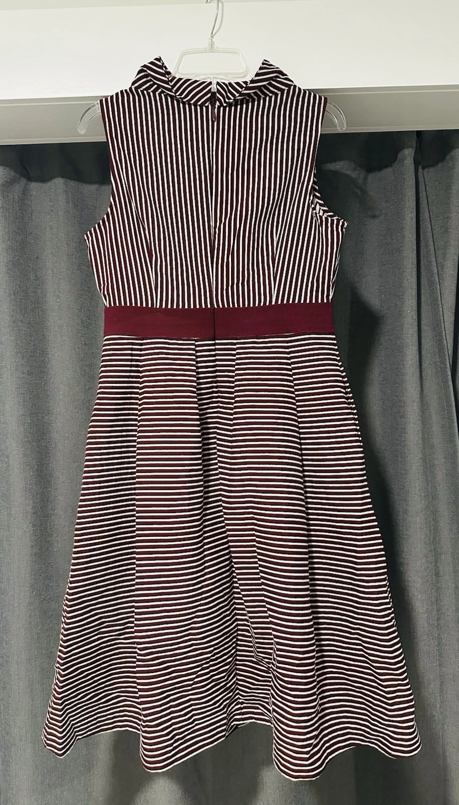 VETEMENTS Abito Eva Mendes NY & Co bordeaux a righe M a strati midi cocktail business