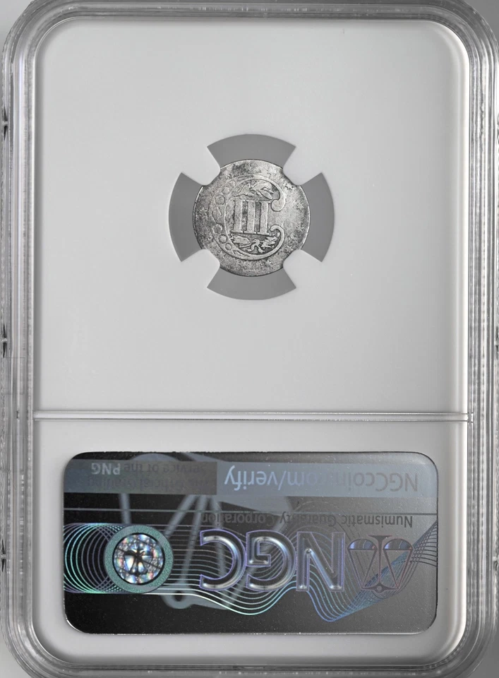 1857 3CS THREE CENT SILVER PIECE NGC VF DETAILS "SCRATCHES" #8404746-019 - Image 4 of 4