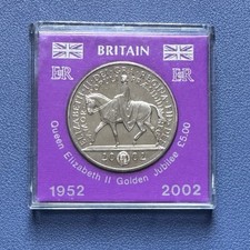2002 UK £5 Coin. QEII Golden Jubilee In Slab