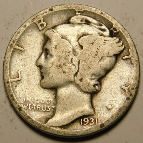 1931 D Mercury Dime G - VG   "Actual Coin Pictured - Not Cleaned"