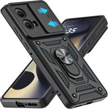 for Motorola Moto Edge 2024 Case with Slide Camera Cover Military Grade Black 