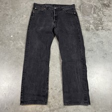 Levi s 501 Jeans Mens 36x31 Black Button Fly Straight Leg Flaws Preowned