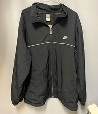 Nike Men  s L Black/White Full-Zip Nylon Windbreaker Jacket Running Stand-Up
