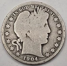 1904   (.3617 OZ SILVER) Barber Silver Half Dollar  *SILVER*