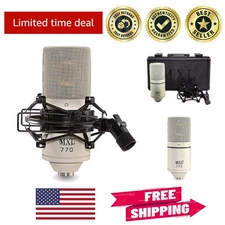 770 Vintage White Condenser Microphone for Podcasting & Home Studio Recording