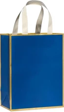 Papyrus 13" Large Gift Bag (Blue and Gold) 1 Count (Pack of 1), Blue Gold 