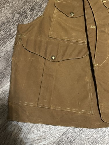 Vintage Filson Style 32 Half Moon Waxed Canvas Hunting Vest Made In USA NWT Lrg - Picture 4 of 8