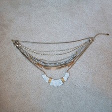 Stella Dot Ezra Statement Necklace Mixed Metal Stone Multi Strand 4-in-1 Boho