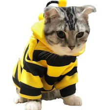 Anelekor Pet Bee Halloween Costume Dog Hoodies Cat Holiday Small, Yellow