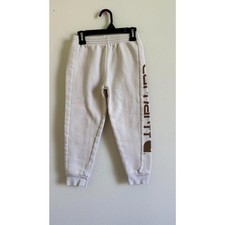 Carhartt Kids Sweatpants Size 6 White Cream Logo Joggers Fleece Pants