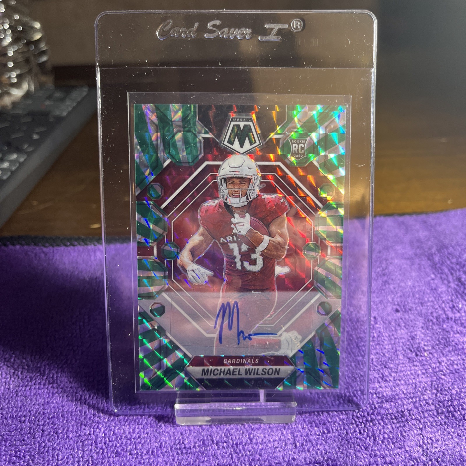 Michael Wilson 2023 Mosaic Green Prizm Swirl Rookie Auto # 3/15 #350 🔥