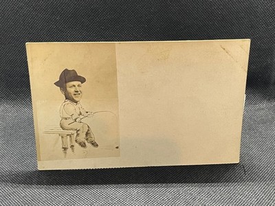 RPPC STUDIO COMIC FOREGROUND MAN FISHING FROM DOCK