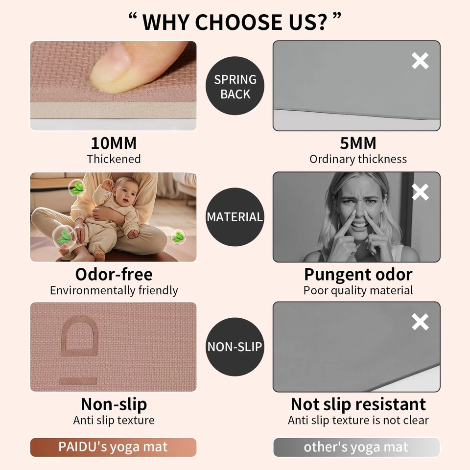 Estera de Yoga Antidesgarro Antidesgarro, Extra Gruesa-2/5 Pulgadas (10MM) Alta Resiliencia Profesional... Foto 3 de 4