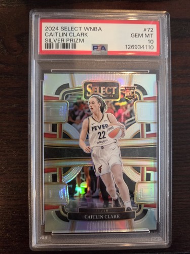 Caitlin Clark 2024 Panini Select WNBA #72 Silver Prizm Concourse Rookie PSA 10