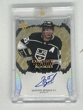 2021-22 Upper Deck Exquisite Collection Quinton Byfield On Card Rookie Auto /25. rookie card picture