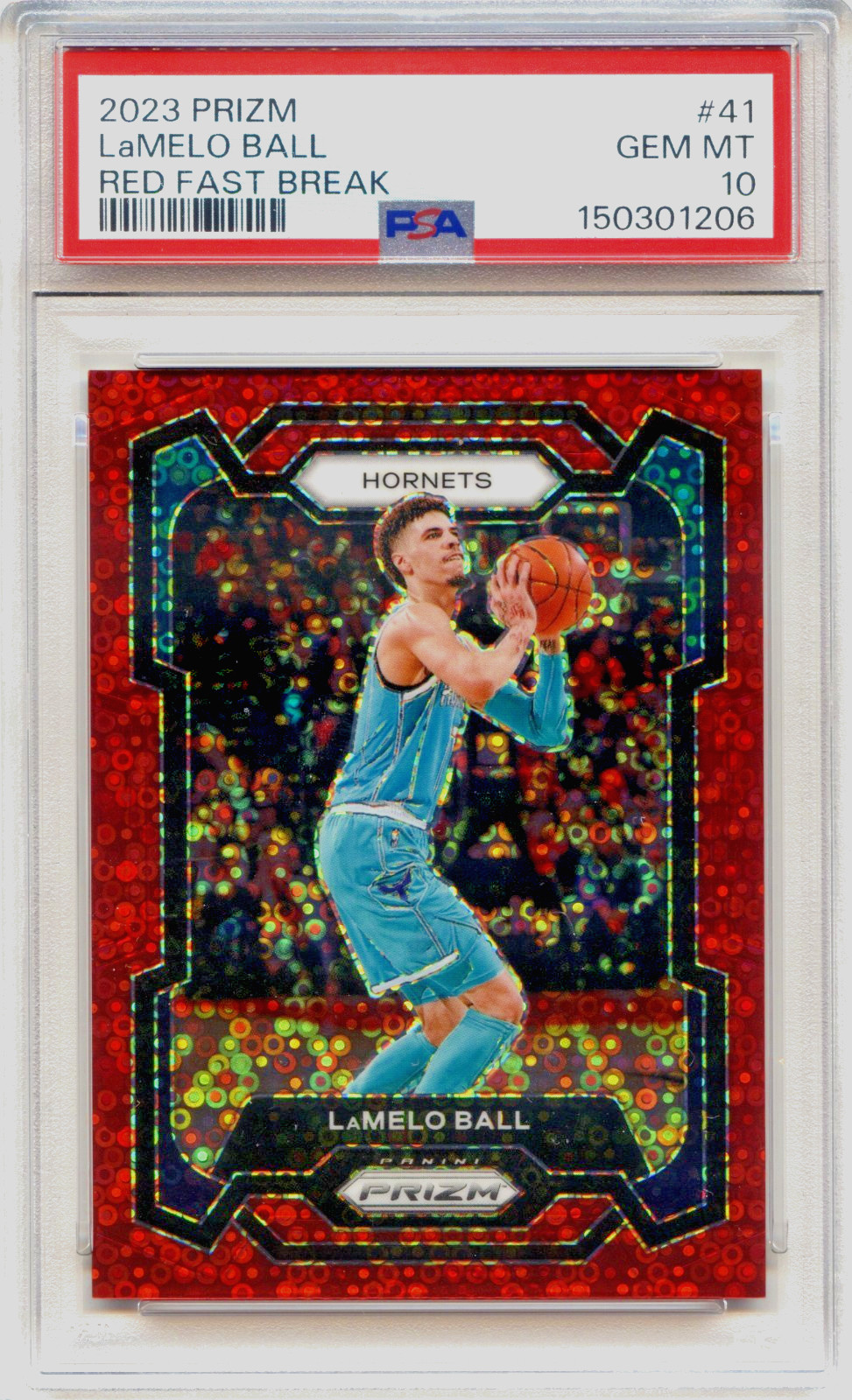 LaMelo Ball PSA 10 Panini 2023-24 Prizm Basketball #41 NBA Red Fast Break /100