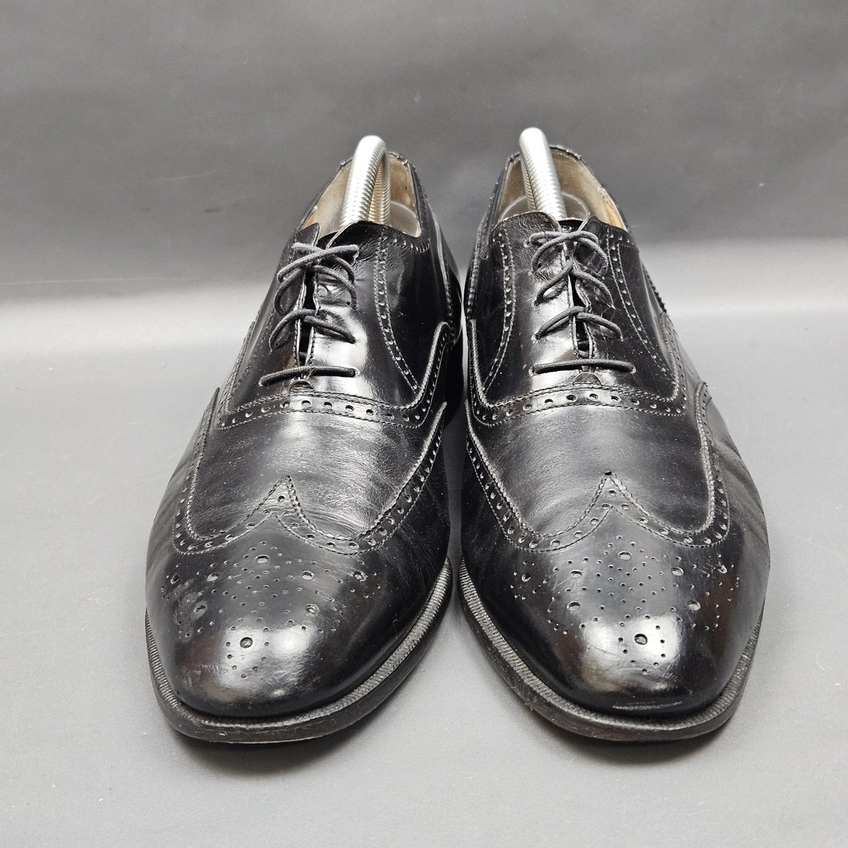 Salvatore Ferragamo‎ Men\'s Black Leather Wingtip Oxford Brogue Shoe Size 9.5 B Salvatore Ferragamo Dress Shoes Mens 8.5 C Black Leather  main image 2