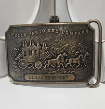 Vintage WELLS FARGO and COMPANY INDIANA TERRITORY TIFFANY NEW YORK BELT BUCKLE