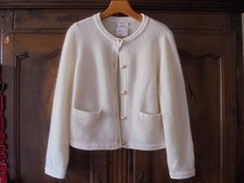 Gilet manche longue laine et mohair blanc cassé Maison 123 taille L neuf